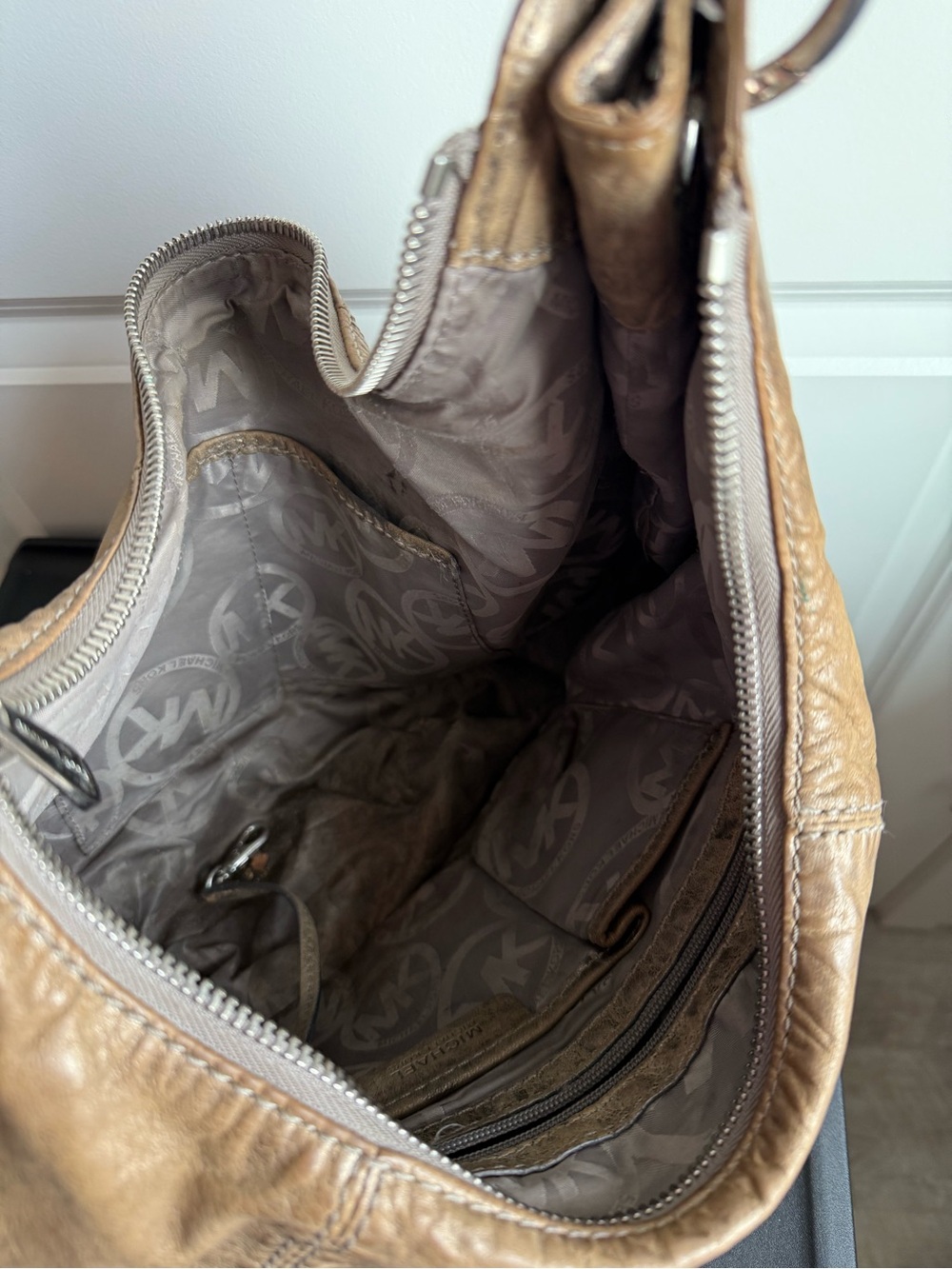Michael Kors hobo metallic satchel purse project bag - Picture 11 of 14